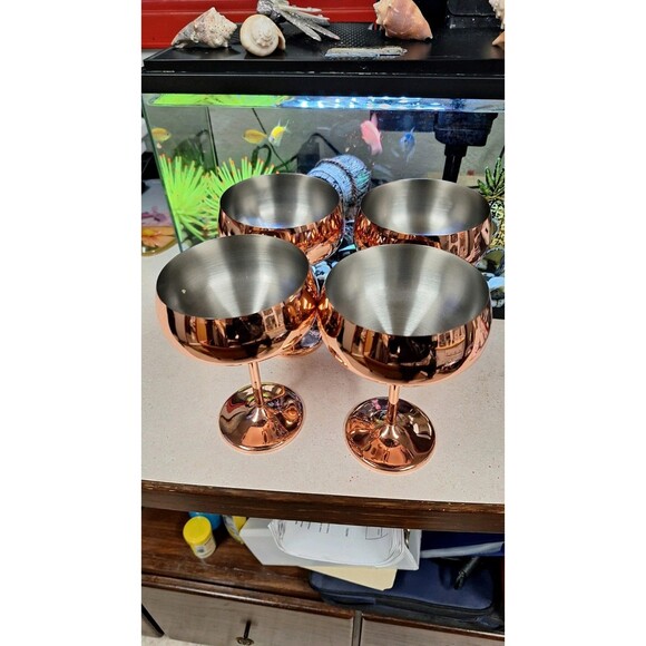 Set of 4‎ Copper-Colored Decorative Coupe Champagne Cups Stainless - Picture 10 of 10